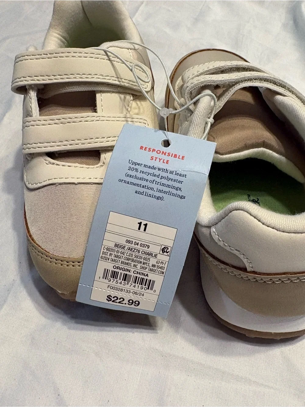 Target Beige and Cream Kids Velcro Sneakers
